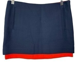 Diane Von Furstenberg Elley Mini Skirt Dark Navy/Tang Colorblock